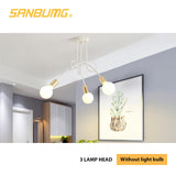 SANBUGM Nordic Modern Creative Curve Chandeliers Wrought Iron Gold Plated Hanging Lights for Restaurant Living Room