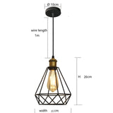 ZhaoKe Modern  Industrial Vintage Cage Pendant Light Iron Art Diamond Pyramid Wrought home Ceiling Lamp Suitable for E27 bulbs