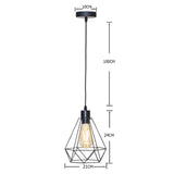 ZhaoKe Modern  Industrial Vintage Cage Pendant Light Iron Art Diamond Pyramid Wrought home Ceiling Lamp Suitable for E27 bulbs
