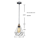 ZhaoKe Modern  Industrial Vintage Cage Pendant Light Iron Art Diamond Pyramid Wrought home Ceiling Lamp Suitable for E27 bulbs