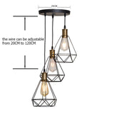 ZhaoKe Modern  Industrial Vintage Cage Pendant Light Iron Art Diamond Pyramid Wrought home Ceiling Lamp Suitable for E27 bulbs