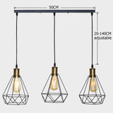 ZhaoKe Modern  Industrial Vintage Cage Pendant Light Iron Art Diamond Pyramid Wrought home Ceiling Lamp Suitable for E27 bulbs