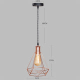 ZhaoKe Modern  Industrial Vintage Cage Pendant Light Iron Art Diamond Pyramid Wrought home Ceiling Lamp Suitable for E27 bulbs